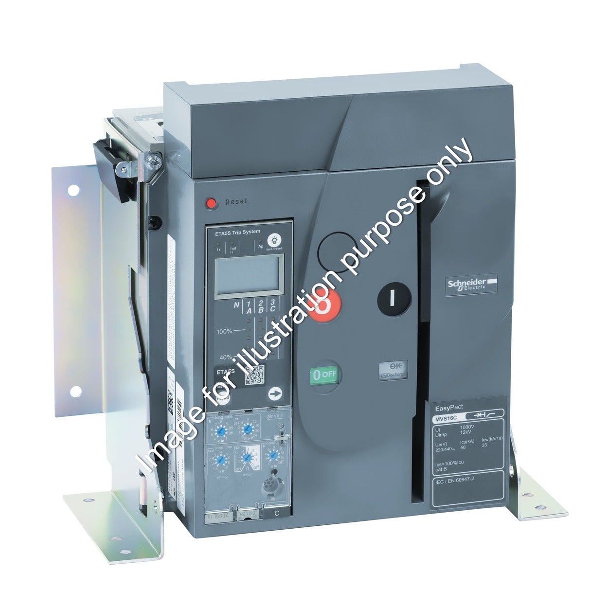 Schneider Electric EasyPact MVS - Circuit breaker, 3 Poles, 2000A, 50kA, MF, ET2, fixed, manual, with Ampere Meter