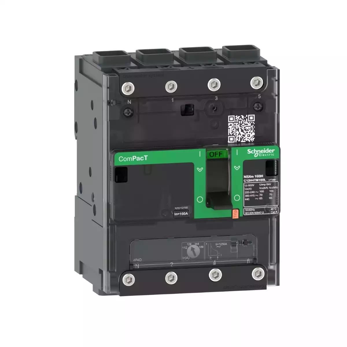 Schneider Electric Circuit breaker ComPacT NSXm B (25kA at 415VAC), 4 Poles 3d, 32A rating TMD trip unit, EverLink connectors