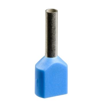 insulated double cable end medium size 0.75 mmÂ² blue