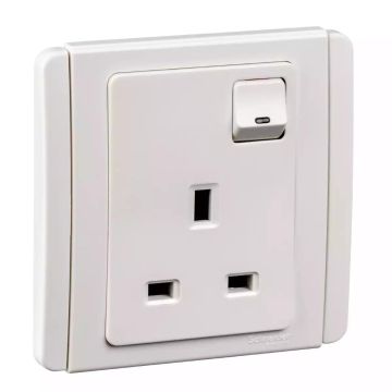 13A 3 Pin Switched Socket Outlet with White LED
