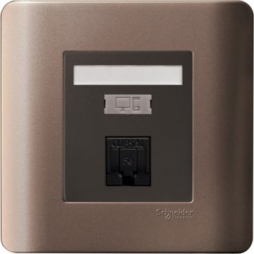 ZENCELO 1 Gang Data Outlet Category 5e with Integrated Shutter,Silver Bronze