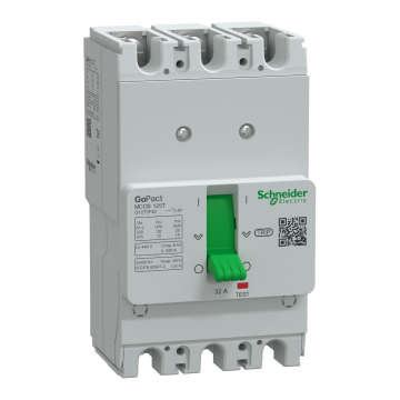 Schneider Electric GoPact MCCB 125, 3 poles, 10kA at 415VAC, 32A rating, TMD trip unit, fixed thermal protection