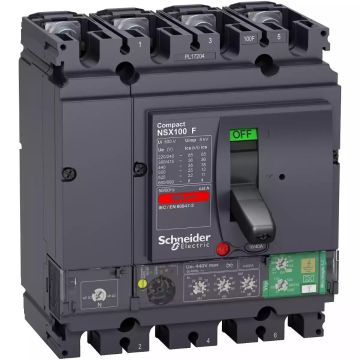 Compact NSX <630 circuit breaker NSX100F, 36 kA at 415 VAC, Micrologic 4.2 Vigi trip unit 40 A, 4 poles 4d