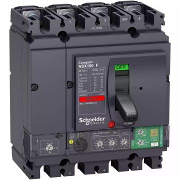 Compact NSX <630 circuit breaker NSX160F, 36 kA at 415 VAC, Micrologic 4.2 Vigi trip unit 160 A, 4 poles 4d