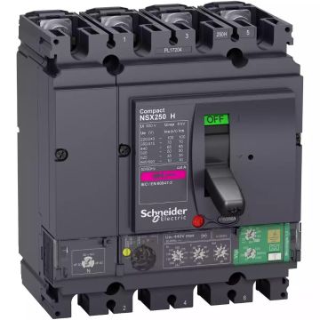 Compact NSX <630 circuit breaker NSX250H, 70 kA at 415 VAC, Micrologic 4.2 Vigi trip unit 250 A, 4 poles 4d