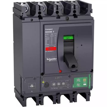 circuit breaker Compact NSX400F, 36 kA at 415 VAC, Micrologic 4.3 Vigi trip unit 400 A, 4 poles 3d