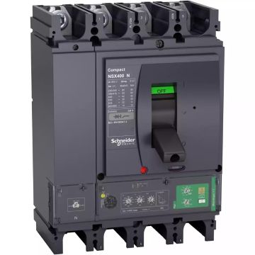 circuit breaker Compact NSX400N, 50 kA at 415 VAC, Micrologic 4.3 Vigi trip unit 400 A, 4 poles 3d