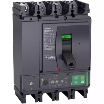 circuit breaker Compact NSX630N, 50 kA at 415 VAC, Micrologic 4.3 Vigi trip unit 570 A, 4 poles 3d