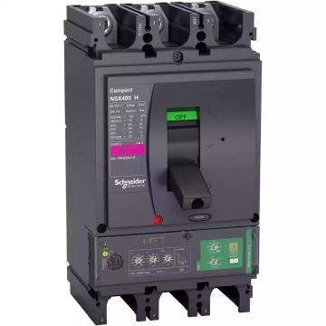 circuit breaker Compact NSX400H, 70 kA at 415 VAC, Micrologic 4.3 Vigi trip unit 400 A, 3 poles 3d