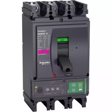 circuit breaker Compact NSX630H, 70 kA at 415 VAC, Micrologic 4.3 Vigi trip unit 570 A, 3 poles 3d