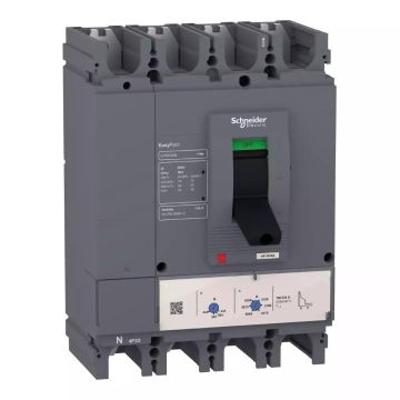 circuit breaker EasyPact CVS630N, 50 kA at 415 VAC, 600 A rating thermal magnetic TM-D trip unit, 4P 4d