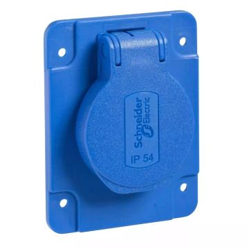 PratiKa socket - blue - 2P + E - 10/16 A - 250 V - German - IP54 - flush - back