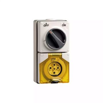 WPS - 20A 500V - 1 phase 3 round pin - combination switched socket (grey)