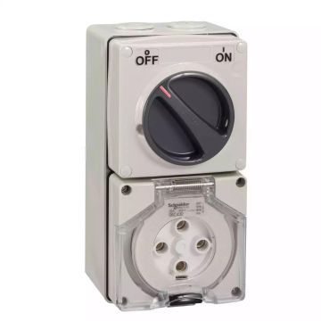 WPS - 32A 500V - 3 phase 4 round pin - combination switched socket (grey)
