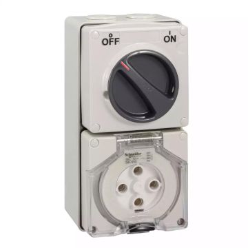 WPS - 50A 500V - 3 phase 4 round pin - combination switched socket (grey)
