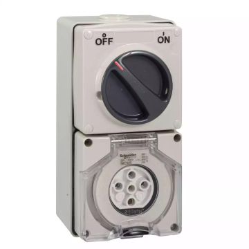 WPS - 20A 500V - 3 phase 5 round pin - combination switched socket (grey)