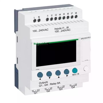 Zelio Logic compact smart relay - 12 I O - 100..240 V AC - clock - display