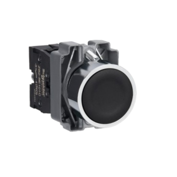 Easy Harmony XB2, black, flush, complete pushbutton 22mm, spring return, 1NO, unmarked