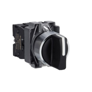 Harmony XB2, black, metal, complete selector switch, 22mm, 3 positions, 2NO