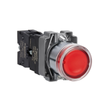 Easy Harmony XB2 Illuminated push button red metal 22mm 24V AC DC, 1NO