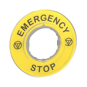 Harmony XB4 - marked legend Ã˜60 for emergency stop - EMERGENCY STOP/logo ISO13850