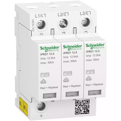 Modular surge arrester, Acti9 iPRD1 12.5, 3 P, 350 V, with remote transfert