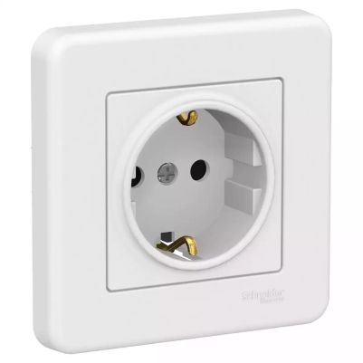 Leona- single socket outlet with side earth - 16A white