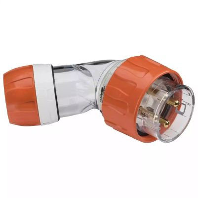 32A 500V - angled plug - 4 round pin - IP66 ( Orange)