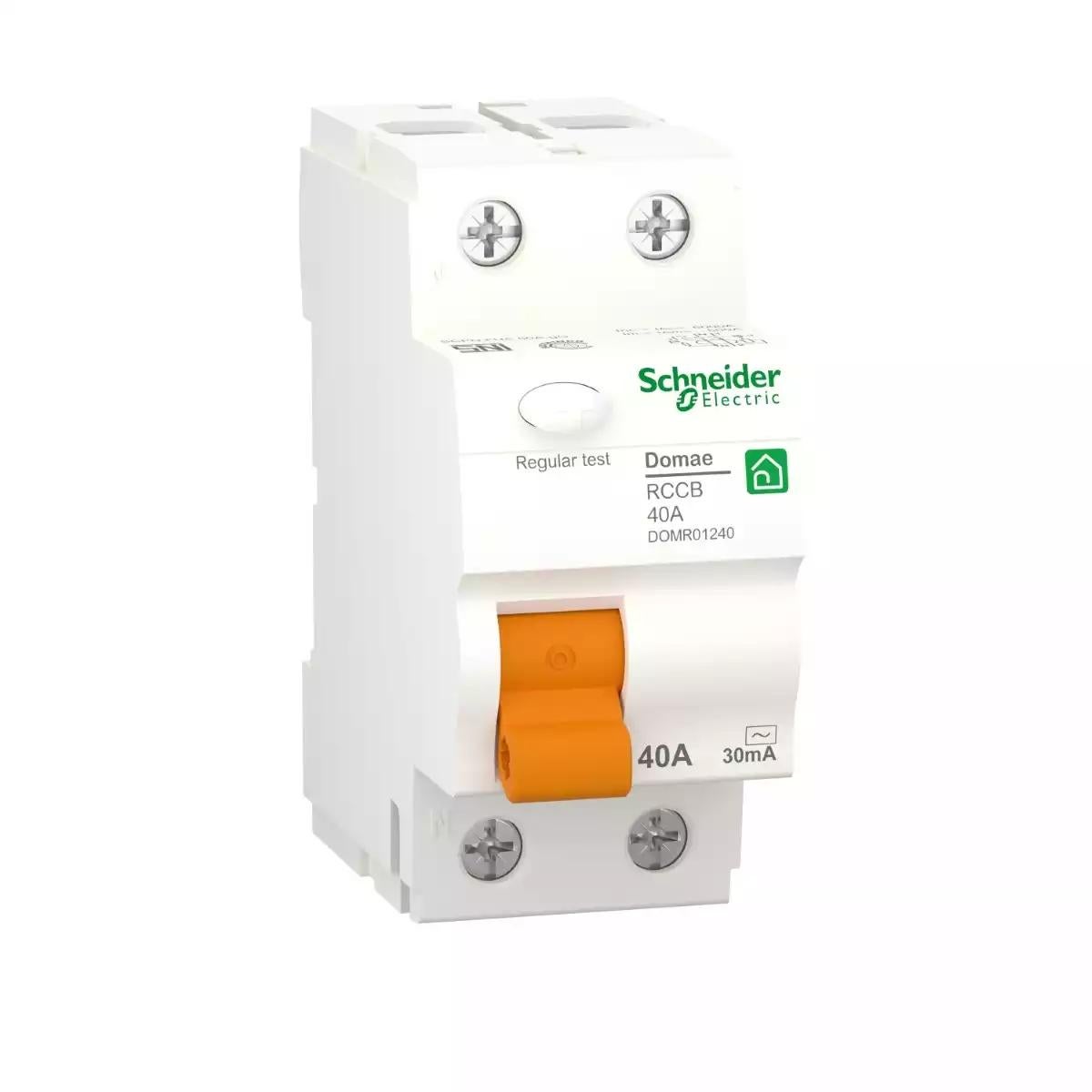 Schneider Electric Domae RCCB - Residual current circuit breaker2P, 40 A, AC type, 30 mA