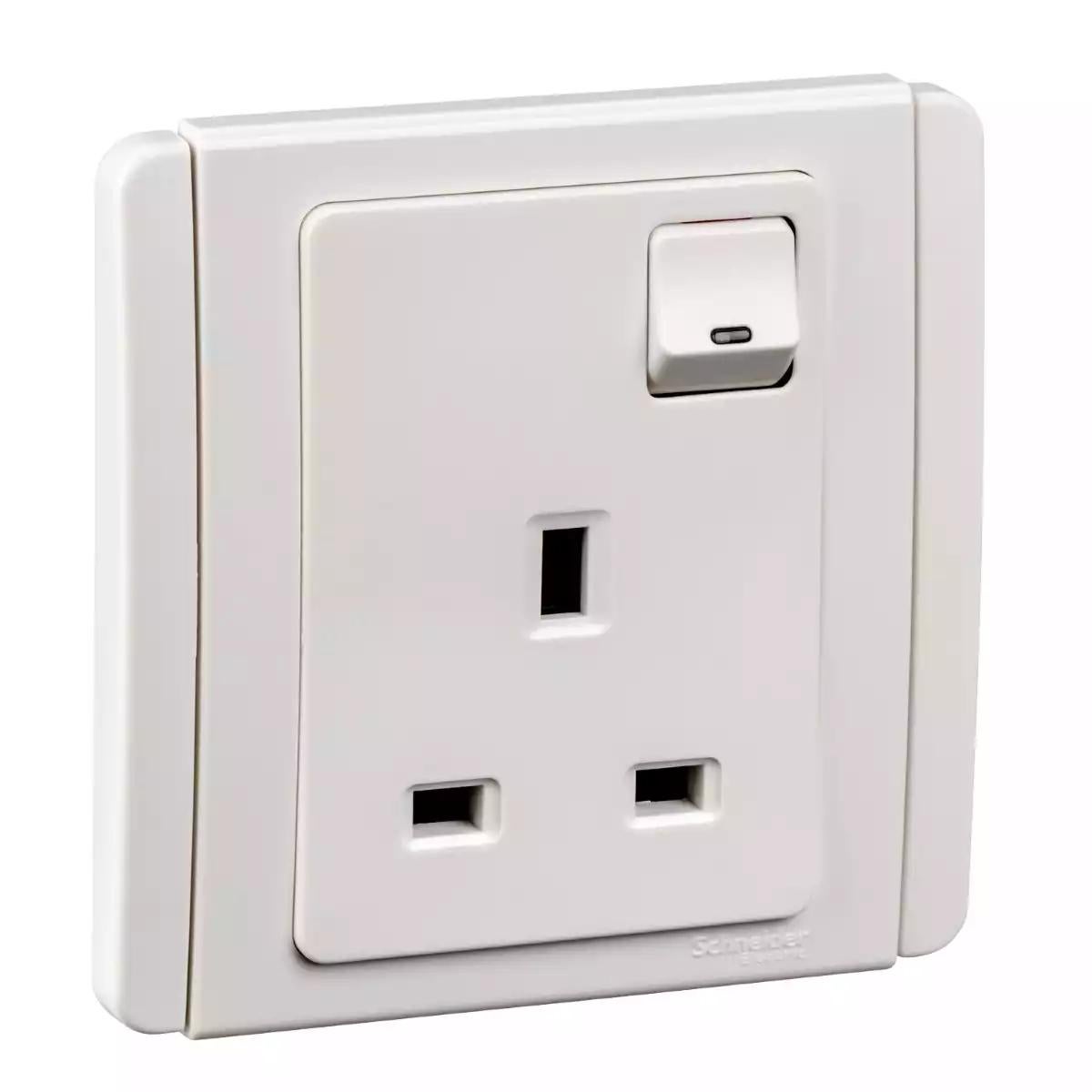 Schneider Electric 13A 3 Pin Switched Socket Outlet with White LED