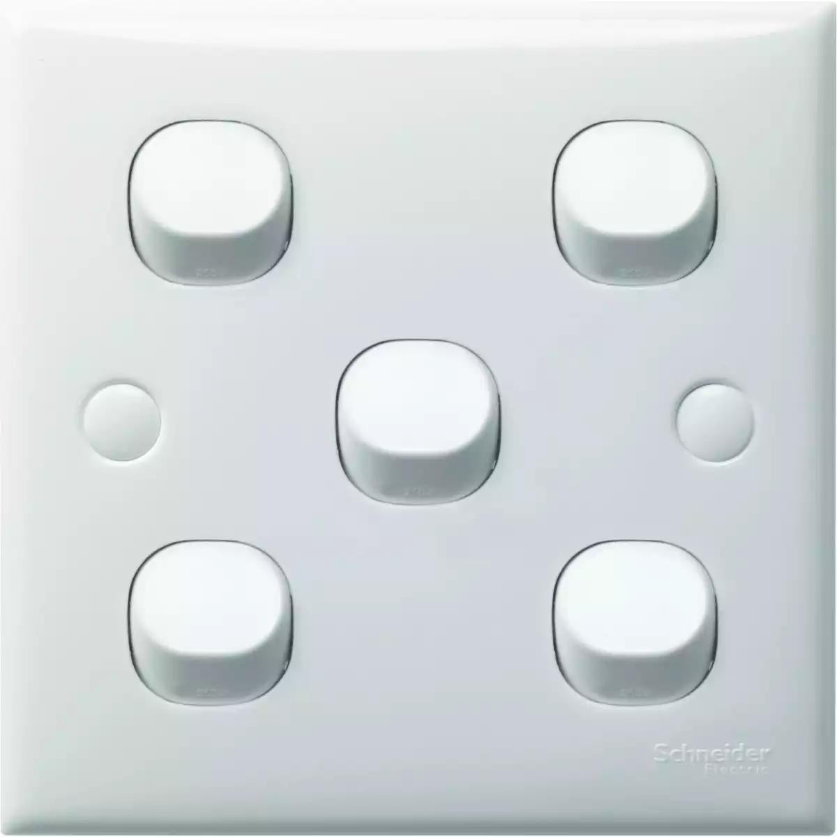 Schneider Electric S-Classic - 1-way switch - 5 gangs - white