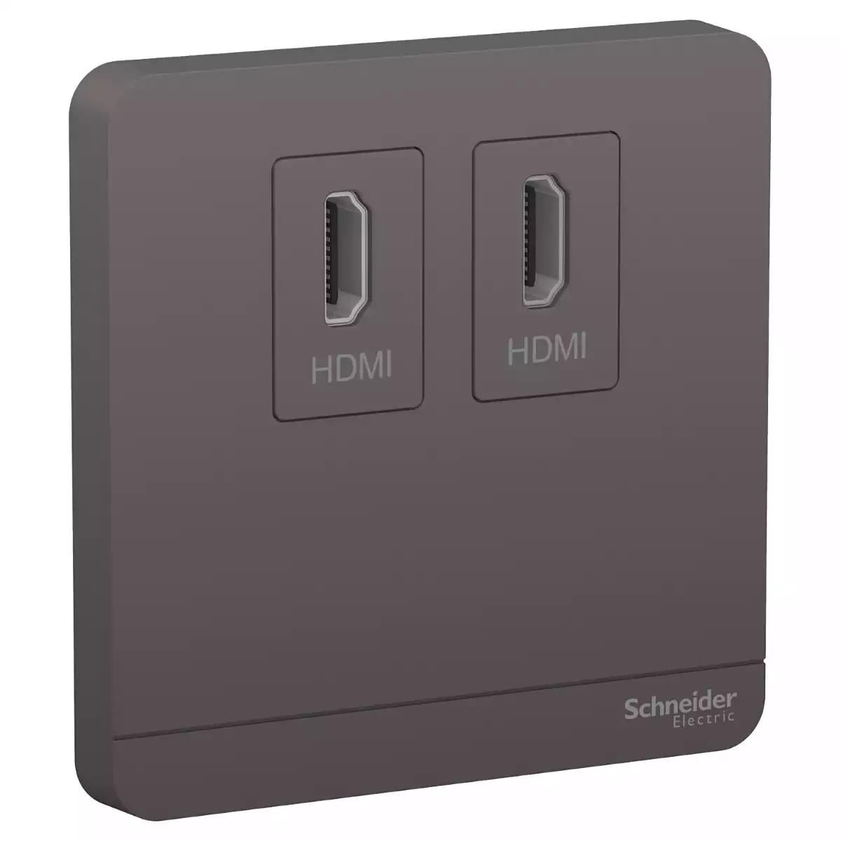 Schneider Electric AvatarOn data socket, 2 HDMI, Dark Grey