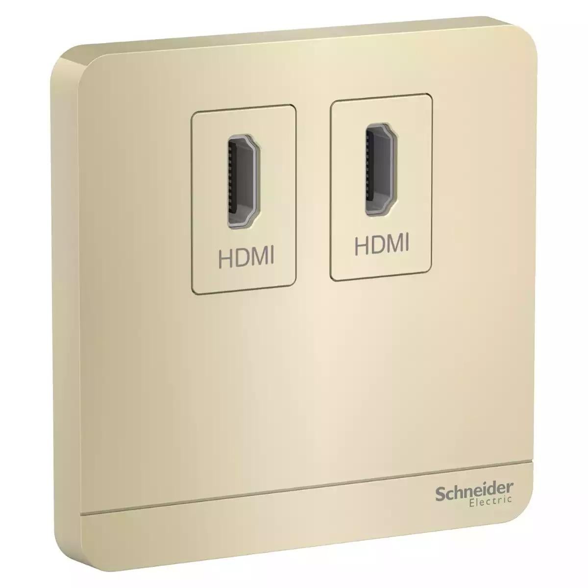 Schneider Electric AvatarOn data socket, 2 HDMI, Wine Gold