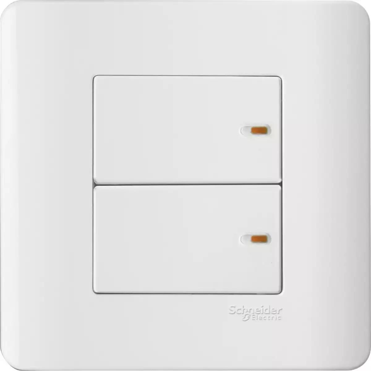 Schneider Electric ZENcelo -16AX 2 Gang 1 Way Full-Flat Switch with Ondicator - white
