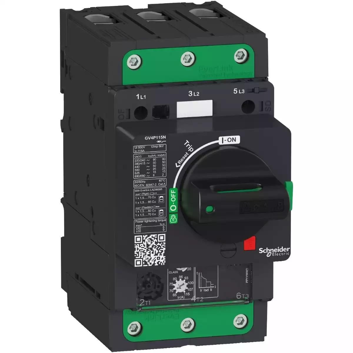 Schneider Electric Motor circuit breaker, TeSys GV4, 3P, 7A, Icu 50kA, thermal magnetic, Everlink terminals