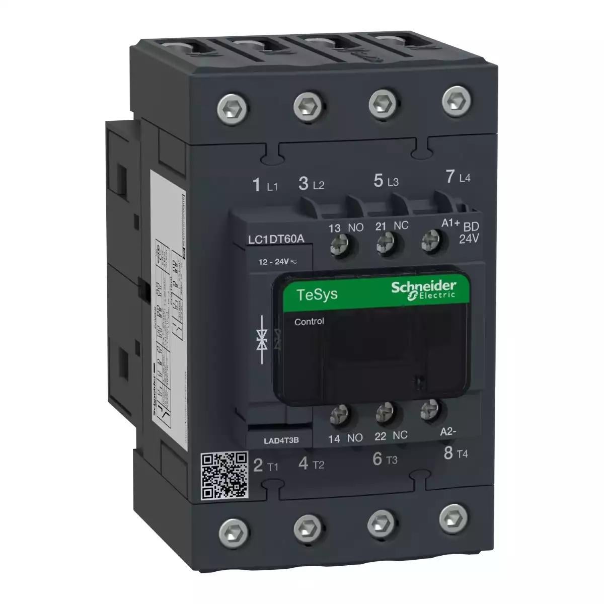 Schneider Electric TeSys D contactor - 4P(4 NO) - AC-1 - <lt/>= 440 V 60 A - 24 V DC standard coil