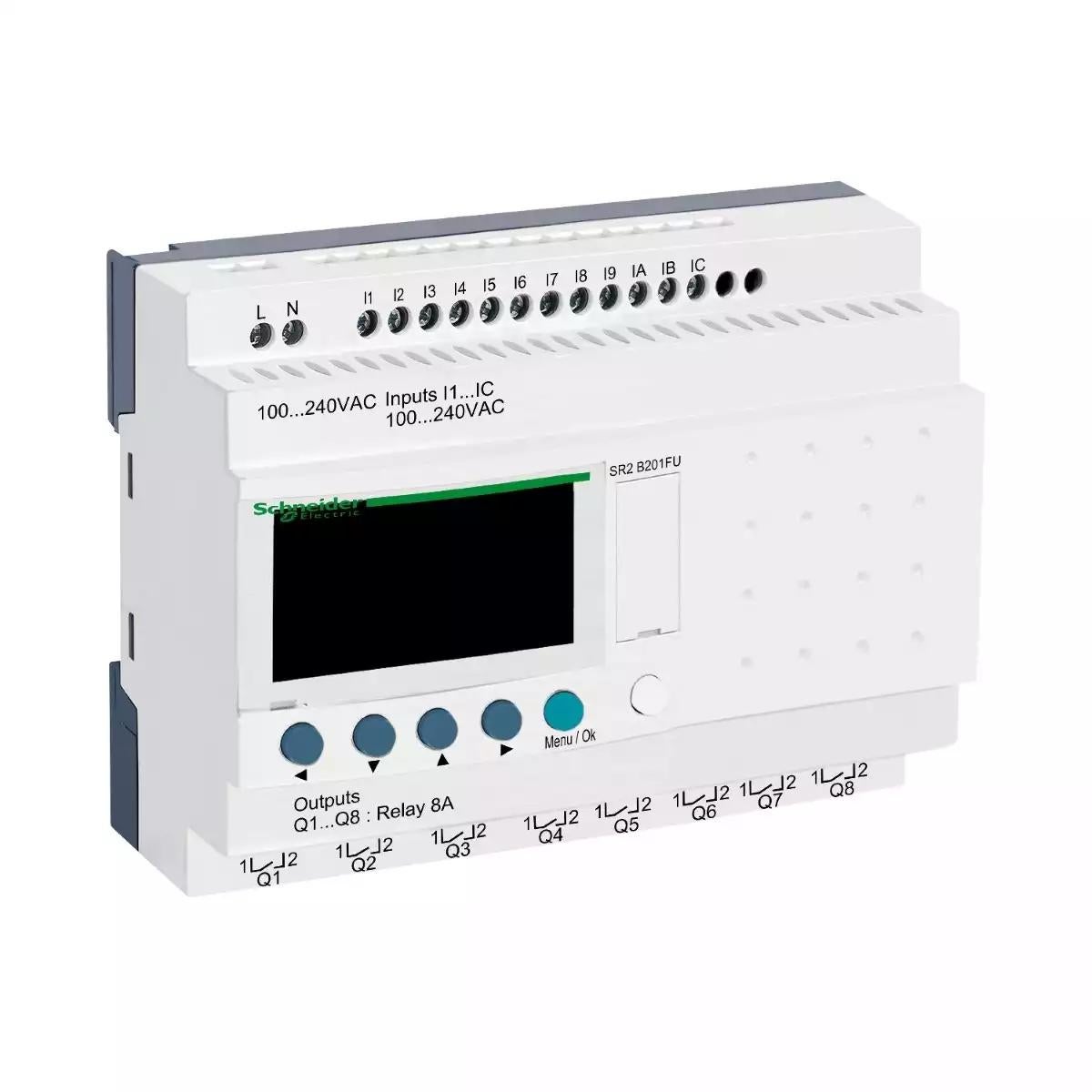 Schneider Electric Zelio Logic compact smart relay - 20 I O - 100..240 V AC - clock - display
