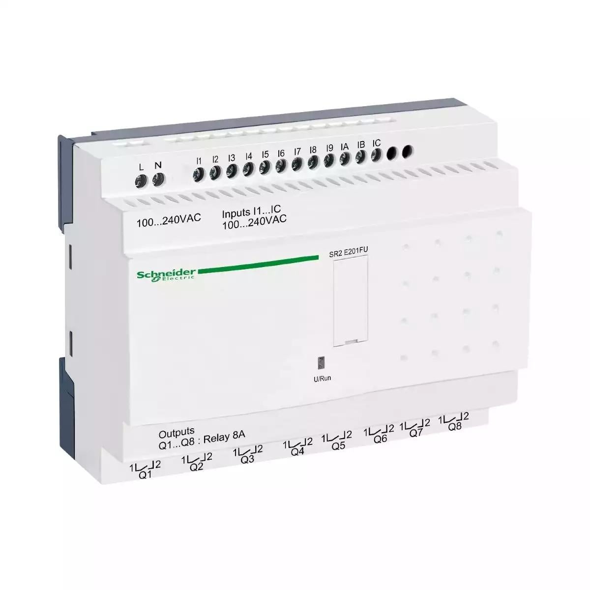 Schneider Electric Zelio Logic compact smart relay - 20 I O - 100..240 V AC - clock - no display