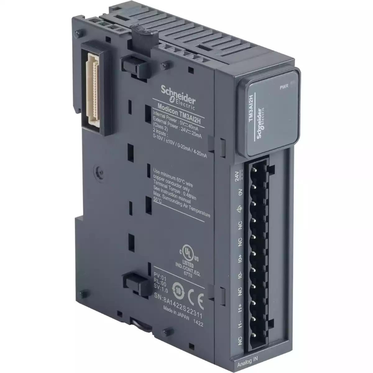 Schneider Electric Modicon TM3 - 2 analog inputs high resolution (screw) 24Vdc 