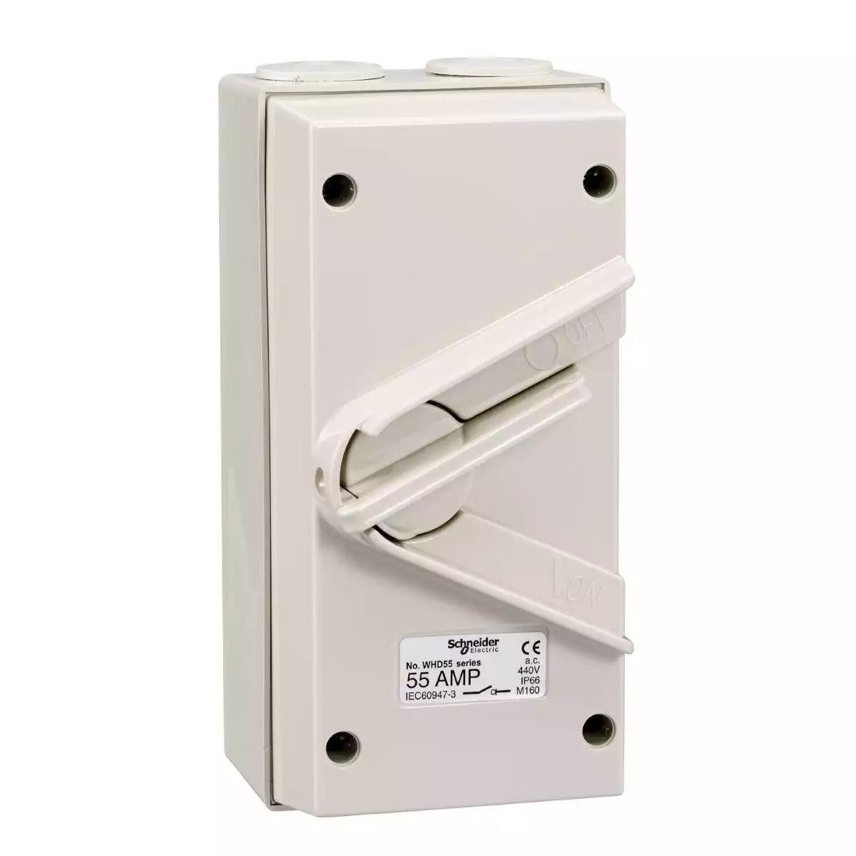 Schneider Electric Kavacha - 55A - 440V - Surface Mount Double Pole Isolating Switch - IP66