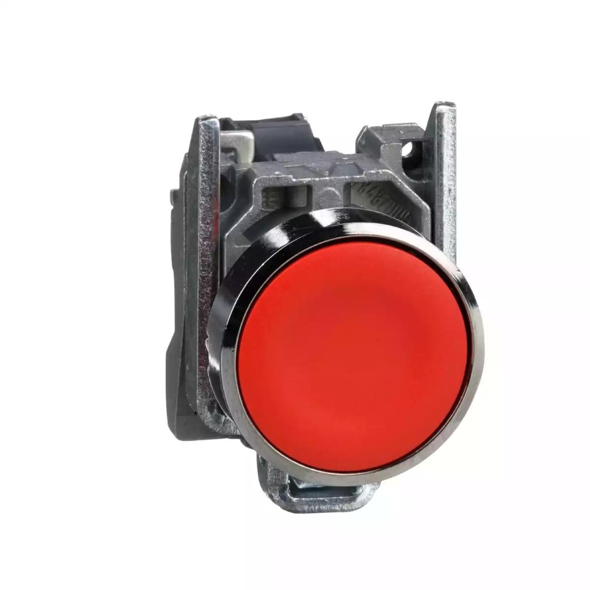 Schneider Electric Harmony XB4 red flush complete pushbutton Ã˜22 spring return 1NC 