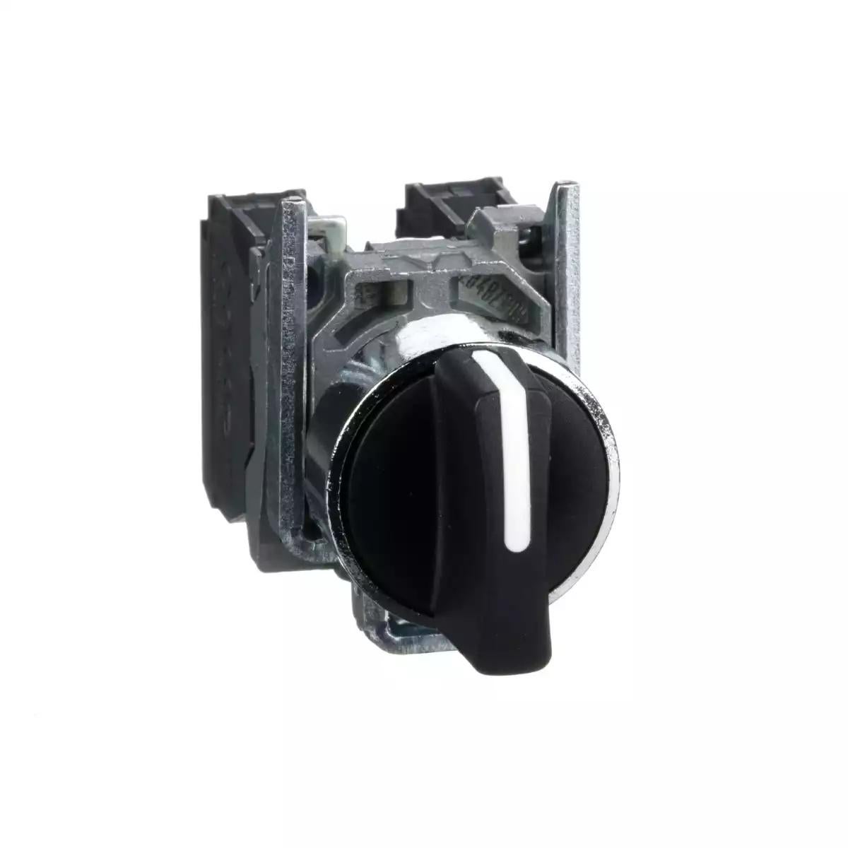 Schneider Electric Selector switch, Harmony XB4, metal, black, 22mm, 3 positions, stay put, 2NO