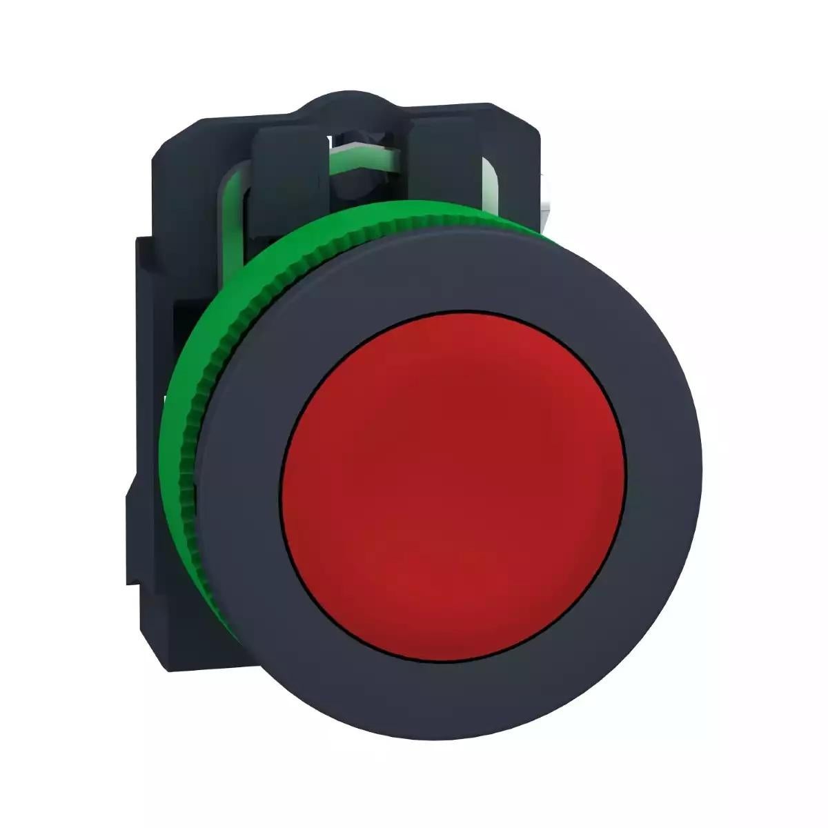 Schneider Electric Harmony XB5 Push button flush mounted, plastic, red, Ã˜30, spring return, unmarked, 1NC