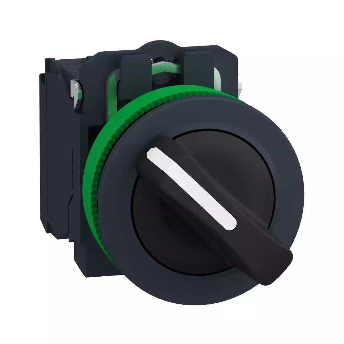 Schneider Electric Harmony XB5 Selector switch flush mounted, plastic, black, Ã˜30, 2 positions, stay put, 1 NO + 1 NC