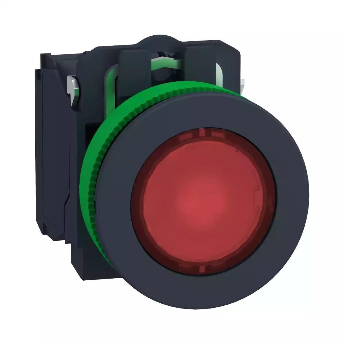 Schneider Electric Harmony XB5 Illuminated push button flush mounted, plastic, red, Ã˜30, integral LED, 24 V AC/DC, 1 NO + 1 NC