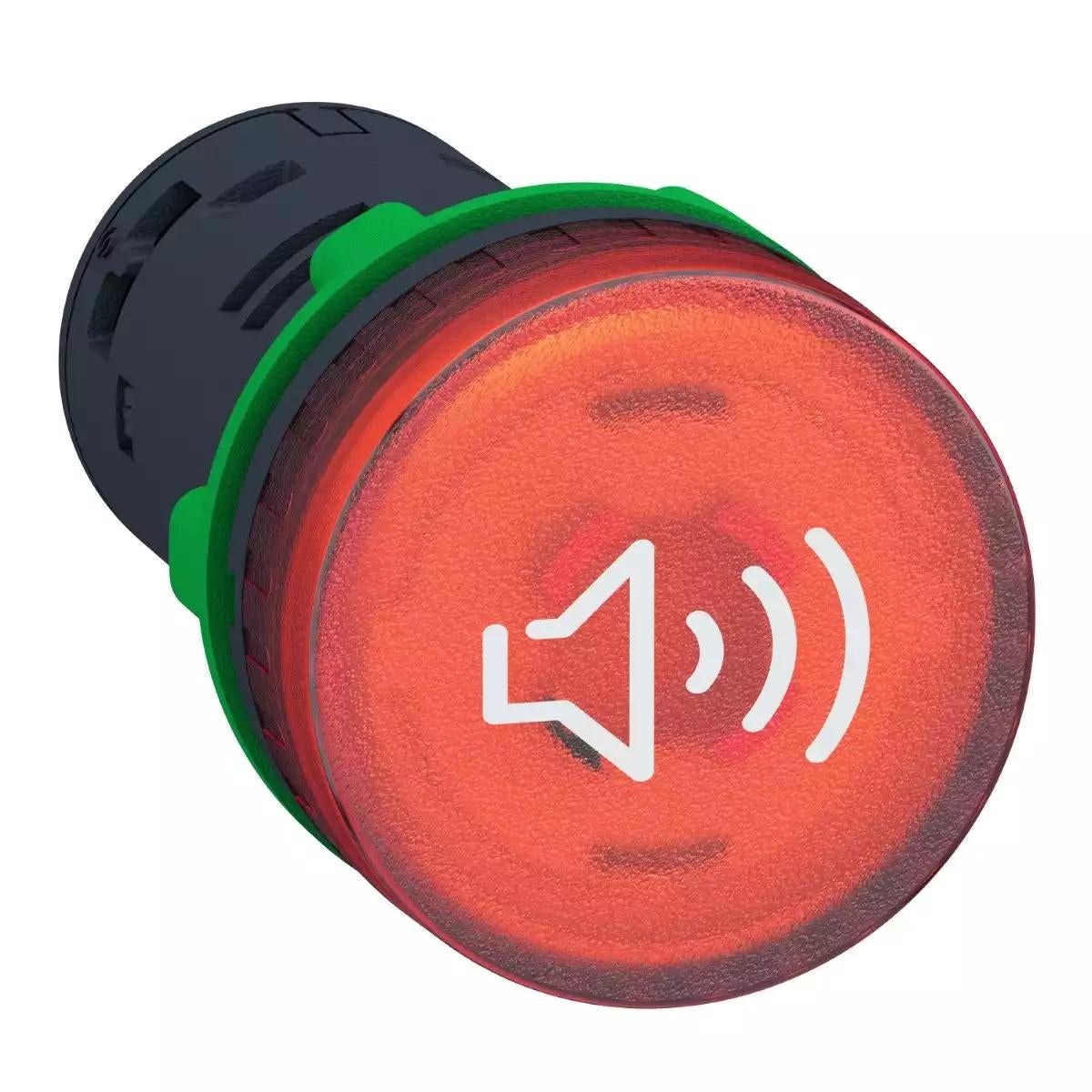 Schneider Electric Harmony XB5 Illuminated buzzer, plastic, red, Ã˜22, continuous or intermittent tone, 24 V AC/DC