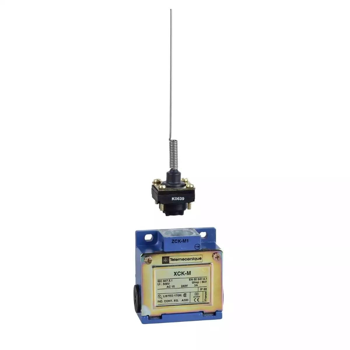 Schneider Electric OsiSense XC Standard limit switch XCKM - cats whisker - 1NC+1NO - snap action - M20 