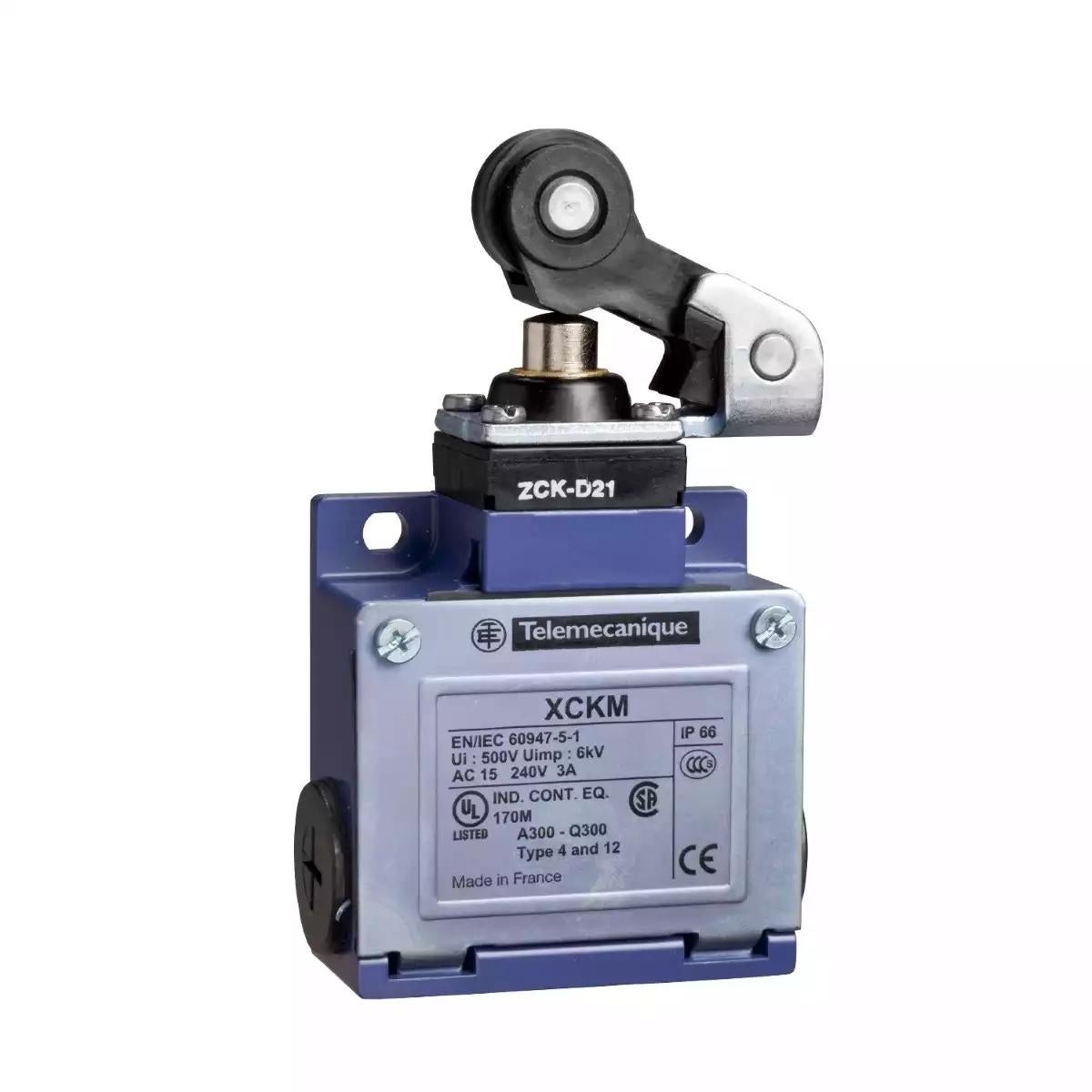 OsiSense XC Standard limit switch XCKM - thermoplastic roller lever plunger - 1NC+1NO - snap - M20 