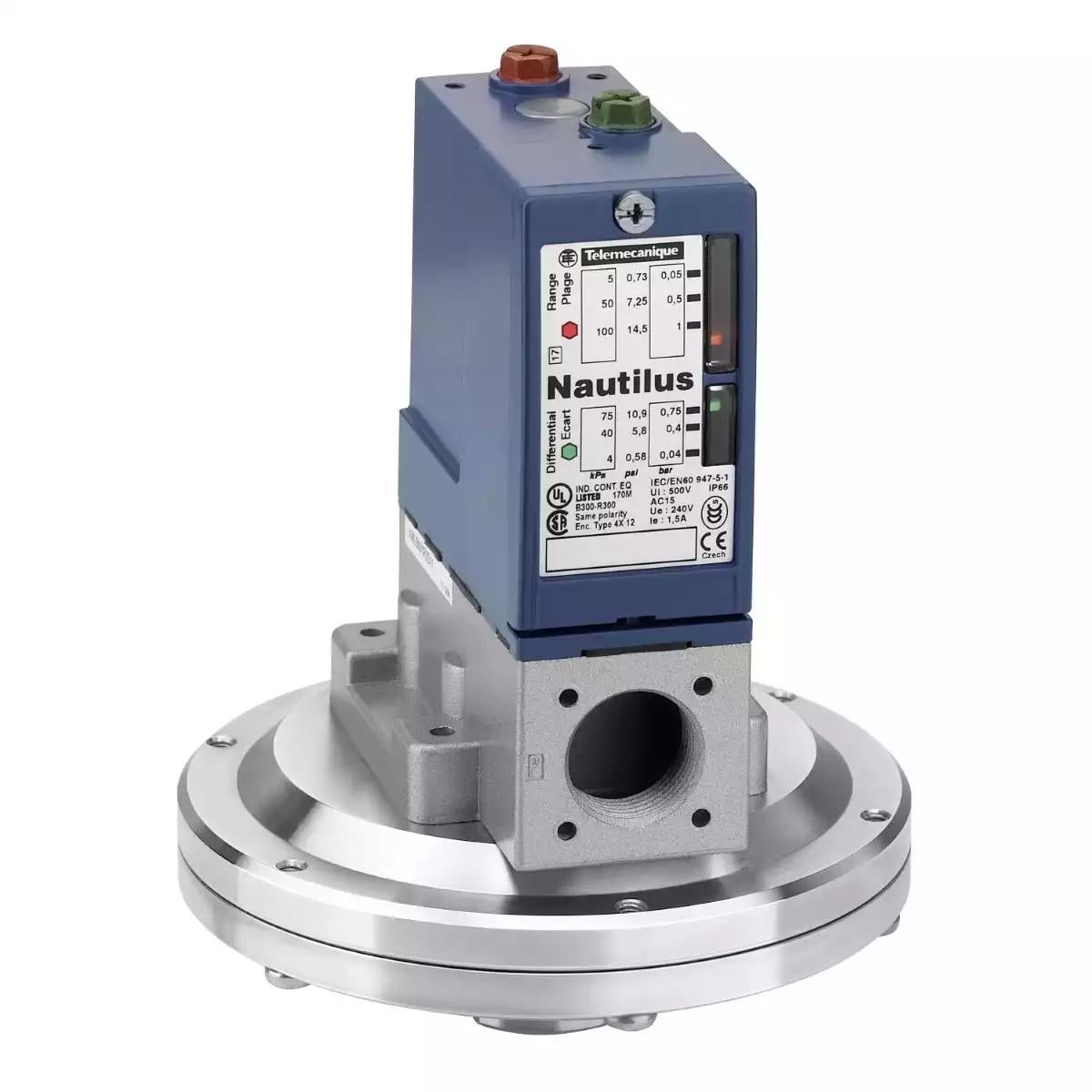 Schneider Electric OsiSense XM pressure switch XMLB 1 bar - adjustable scale 2 thresholds - 1 C/O 
