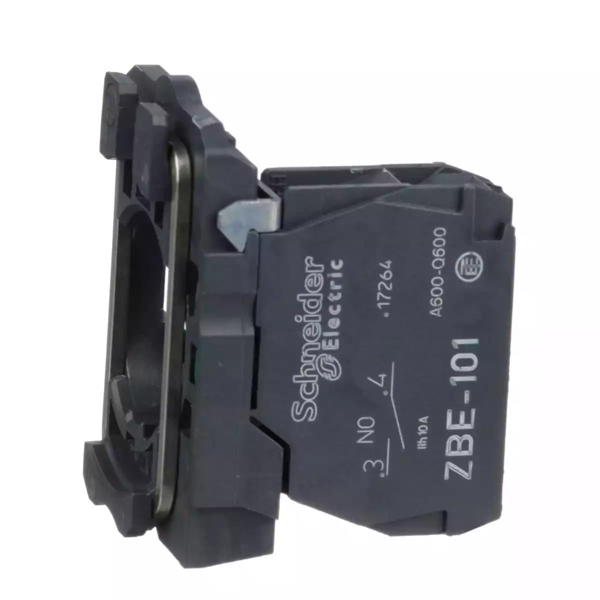 Schneider Electric Harmony XB5 single contact block with body/fixing collar 1NO screw clamp terminal